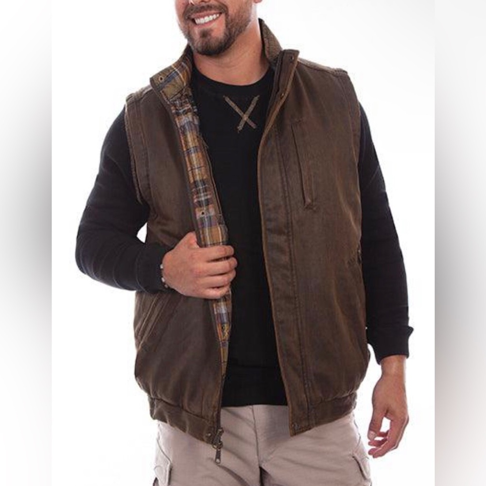 Scully Vest Men Medium Brown Farthest Point Patina Mole Skin Coat $103 Msrp